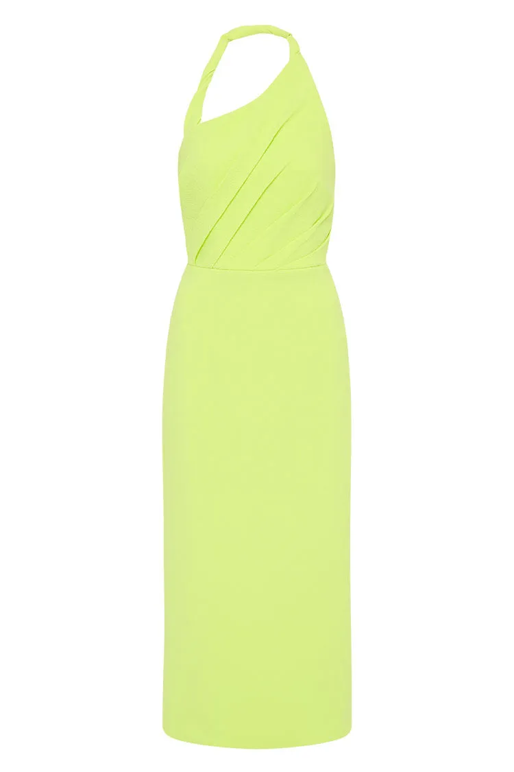 Aria Halter Midi Dress in Lime