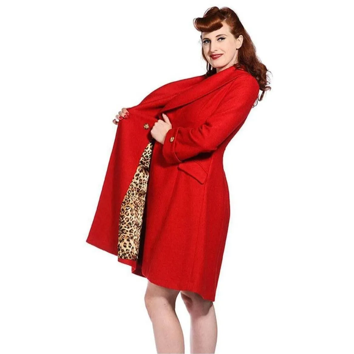 Banned UK Winter Coat Leopard Red