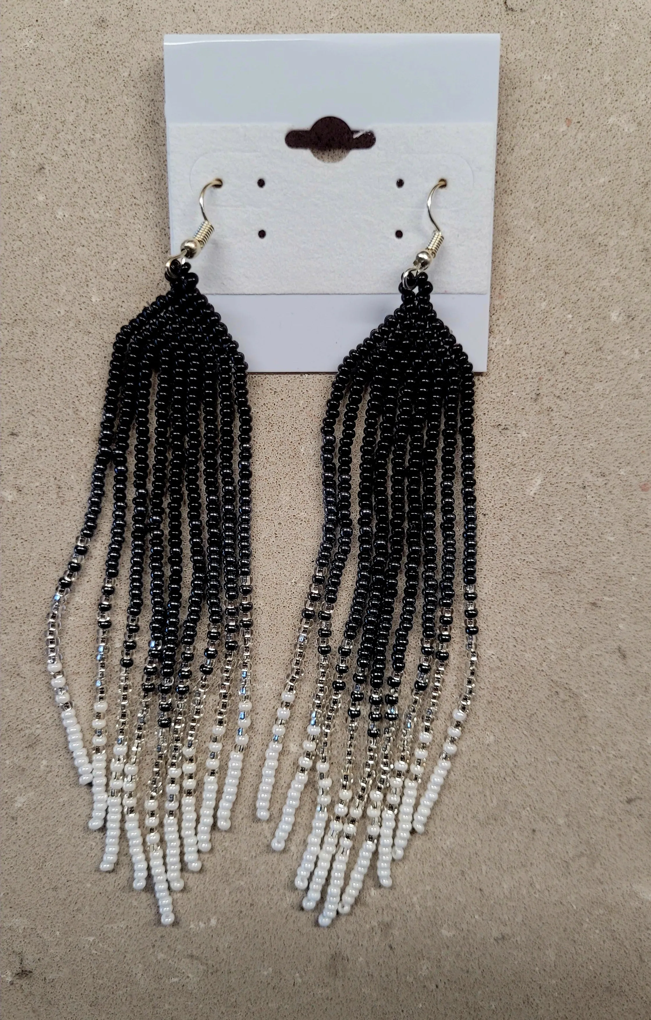 Beaded Ombre Fringe Earrings