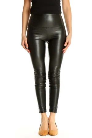 Black Solid Punk Leggings