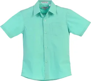 Boy's Short Sleeve Solid Dress Shirt - Mint