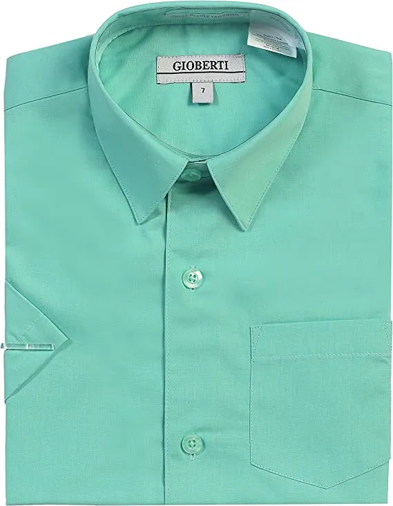 Boy's Short Sleeve Solid Dress Shirt - Mint