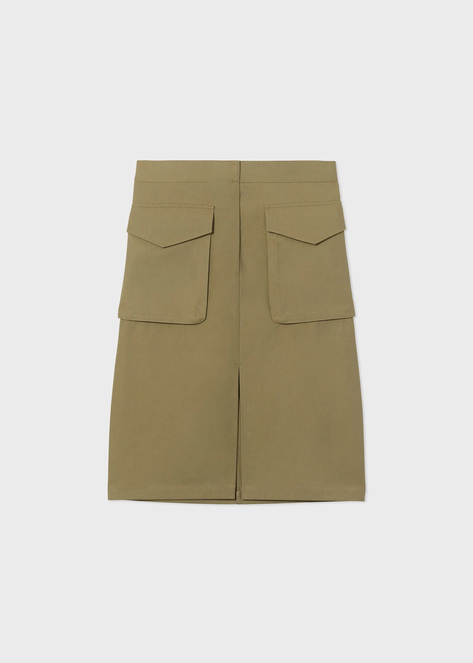 Cargo Pencil Skirt in Cotton Canvas - Sage