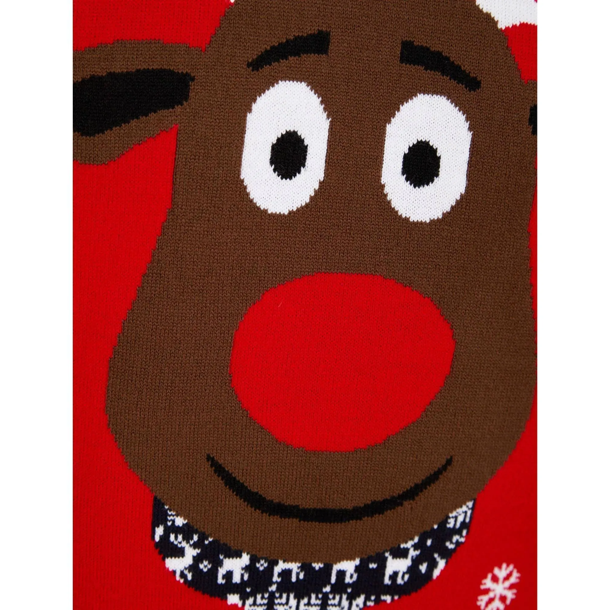 Christmas Rudolph Scarf Motif Mens Christmas Jumper - Red