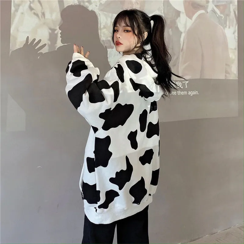 Cow Pattern Printed Hoodie