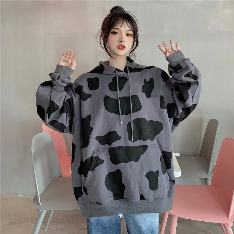 Cow Pattern Printed Hoodie