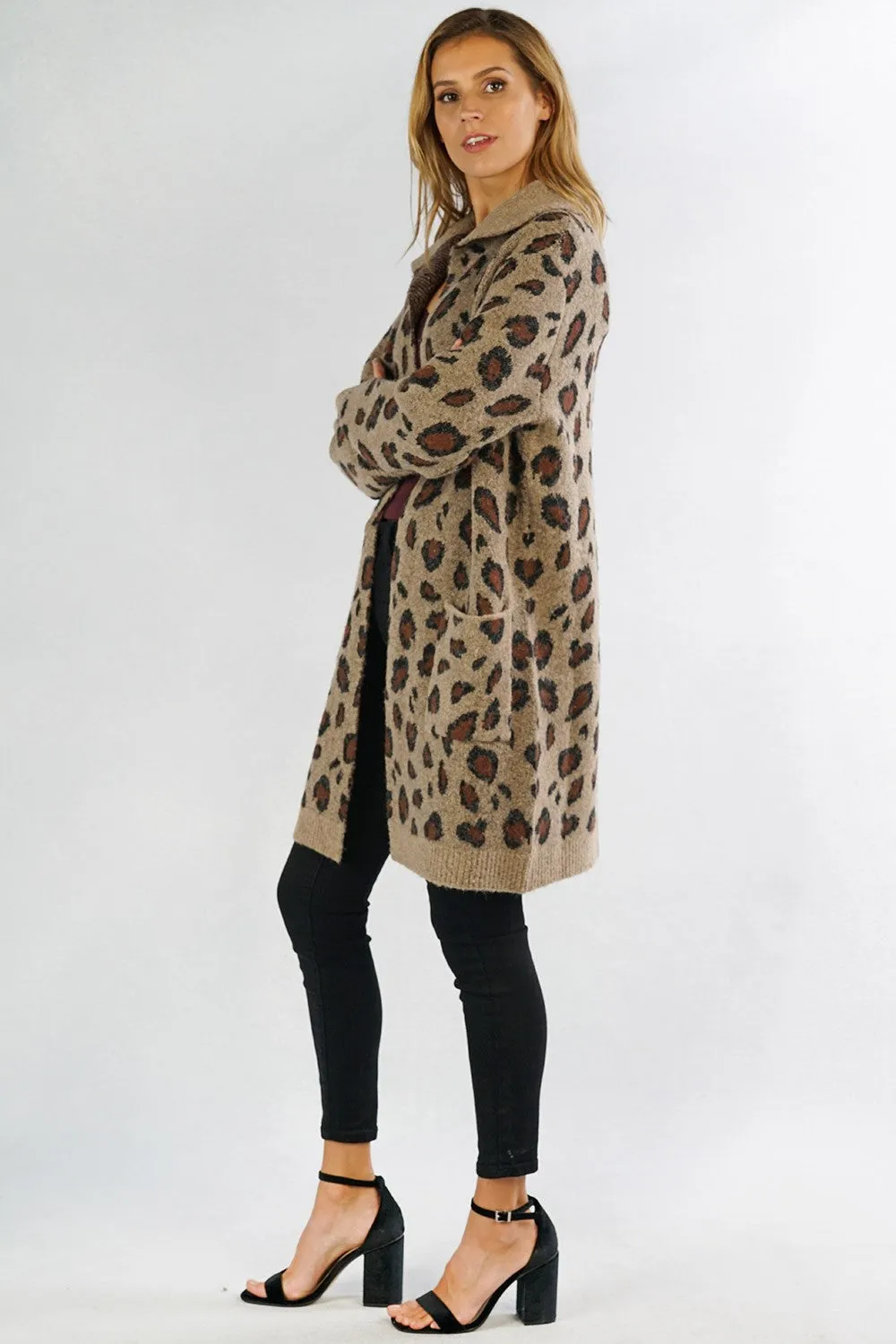 Cozy Leopard Print Cardigan Sweater