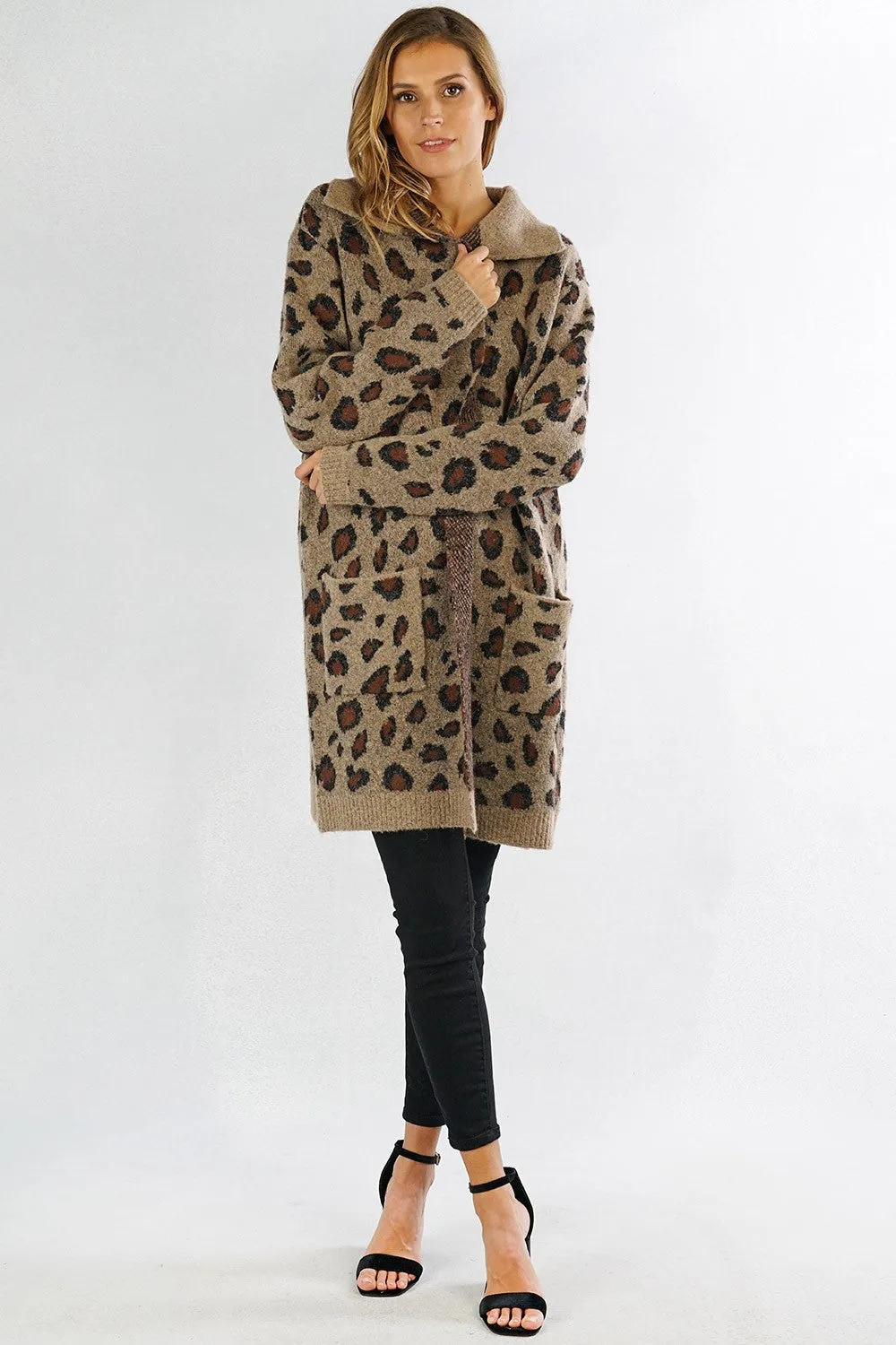 Cozy Leopard Print Cardigan Sweater