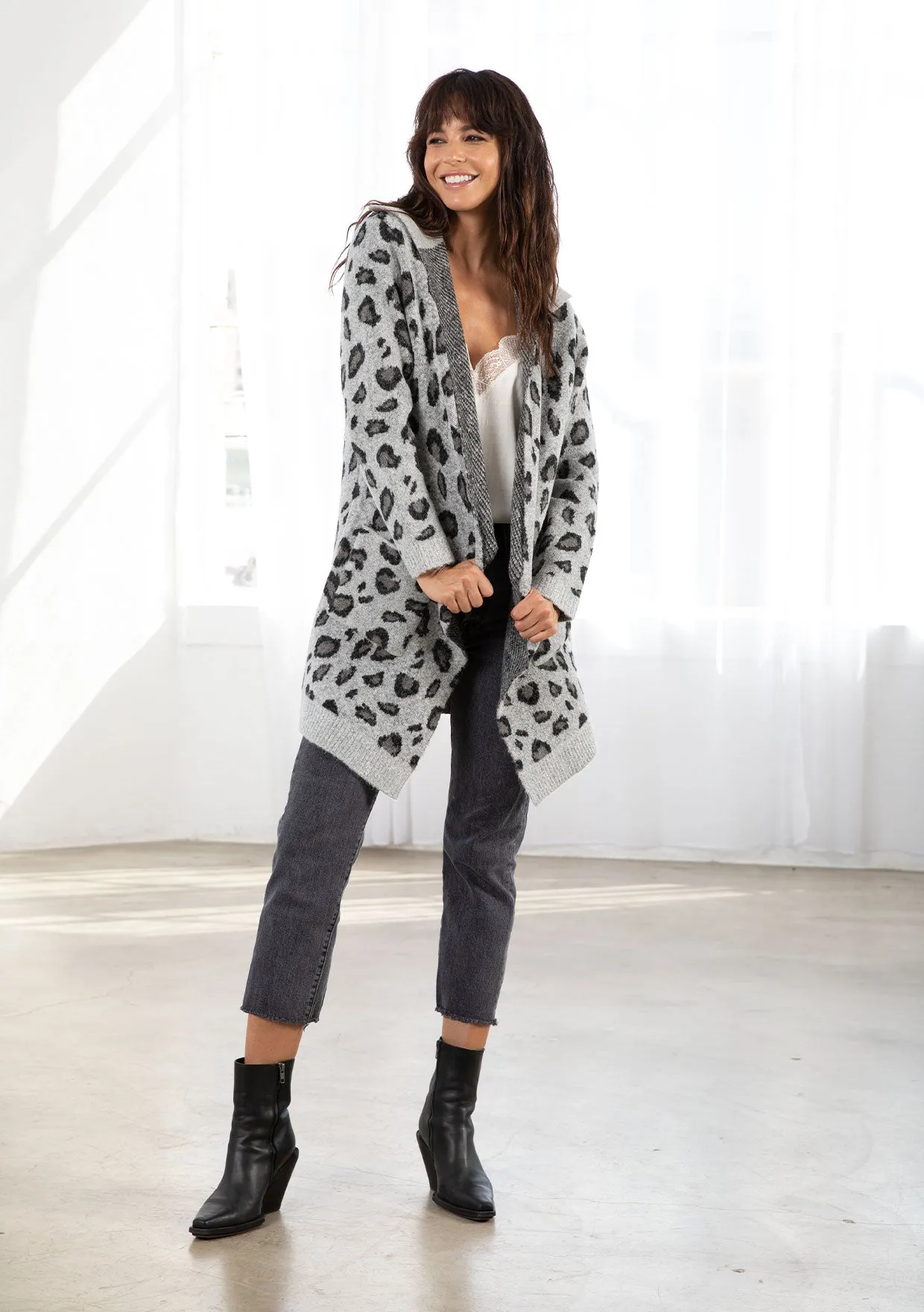 Cozy Leopard Print Cardigan Sweater