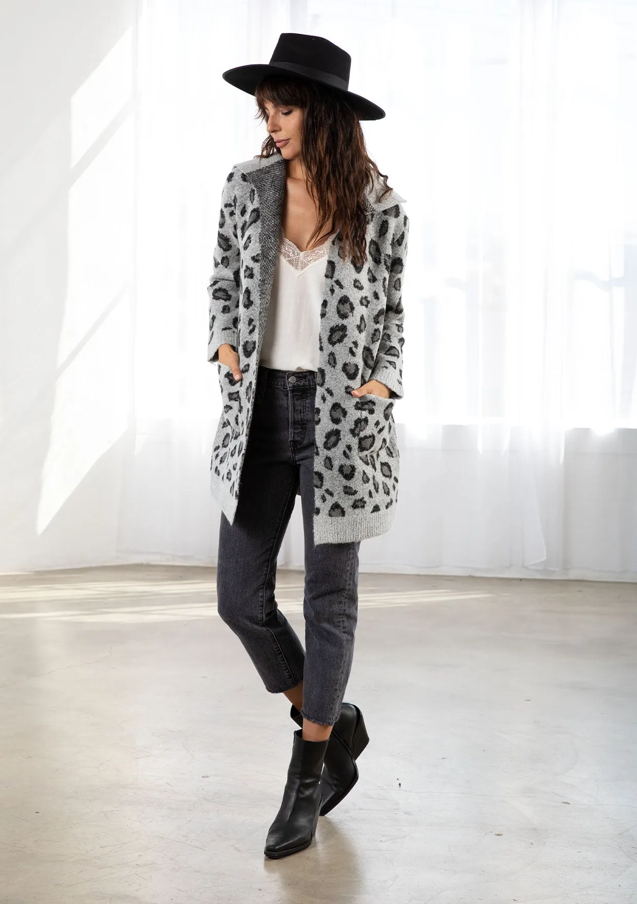 Cozy Leopard Print Cardigan Sweater