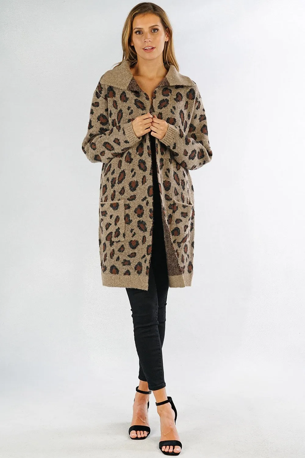 Cozy Leopard Print Cardigan Sweater