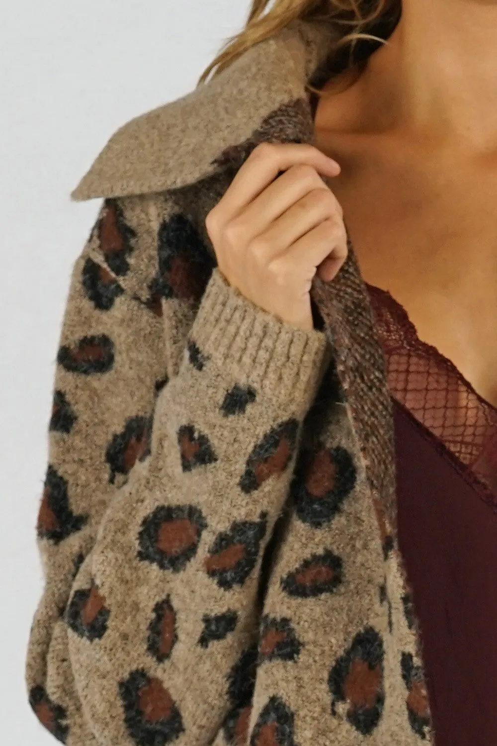 Cozy Leopard Print Cardigan Sweater