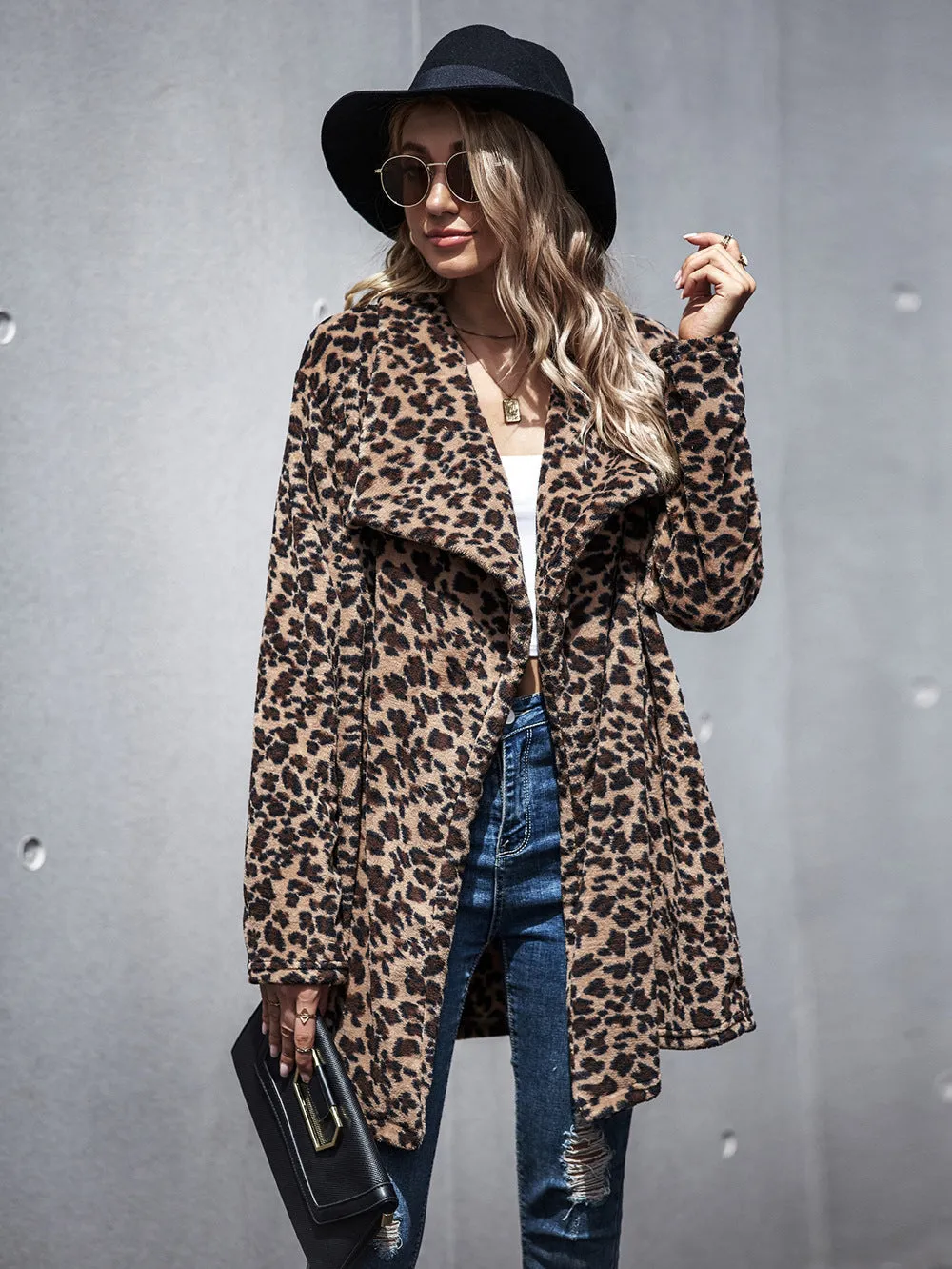 elveswallet Leopard Trench Faux Fur coat