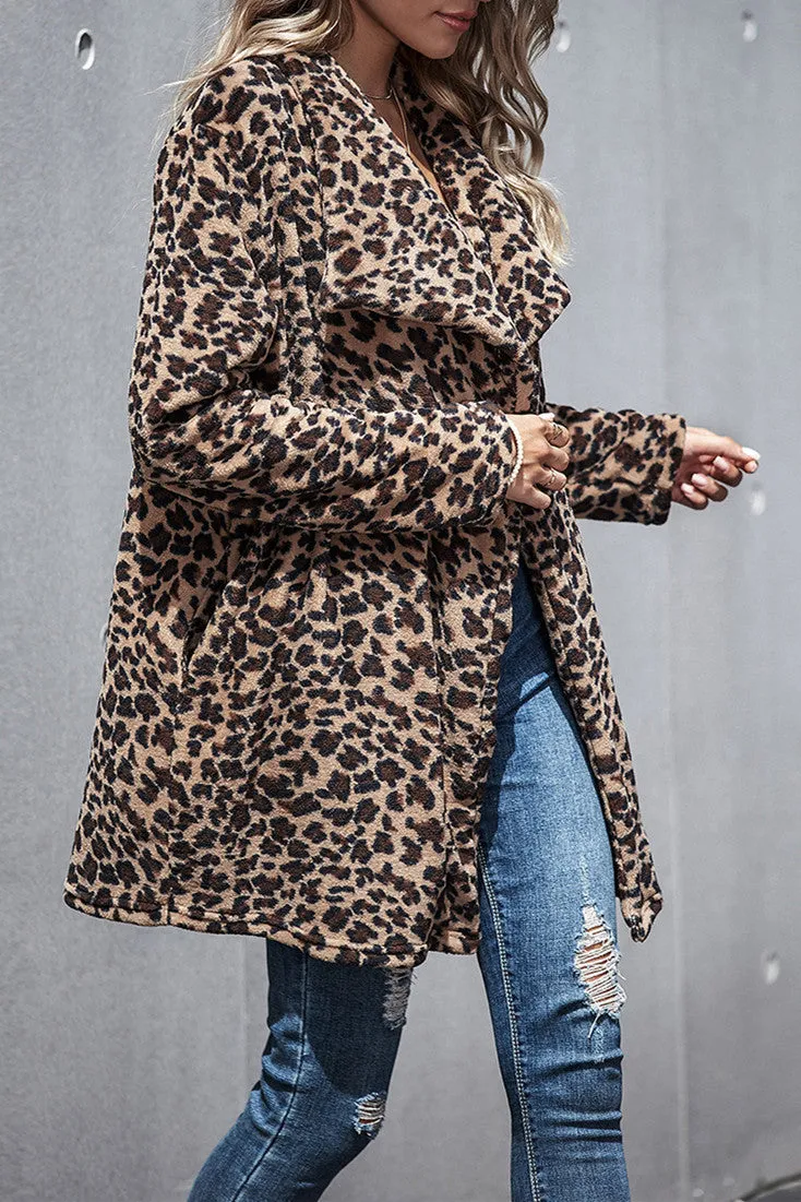 elveswallet Leopard Trench Faux Fur coat