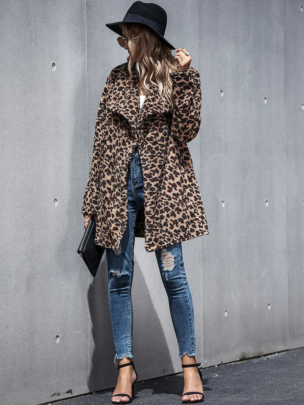 elveswallet Leopard Trench Faux Fur coat