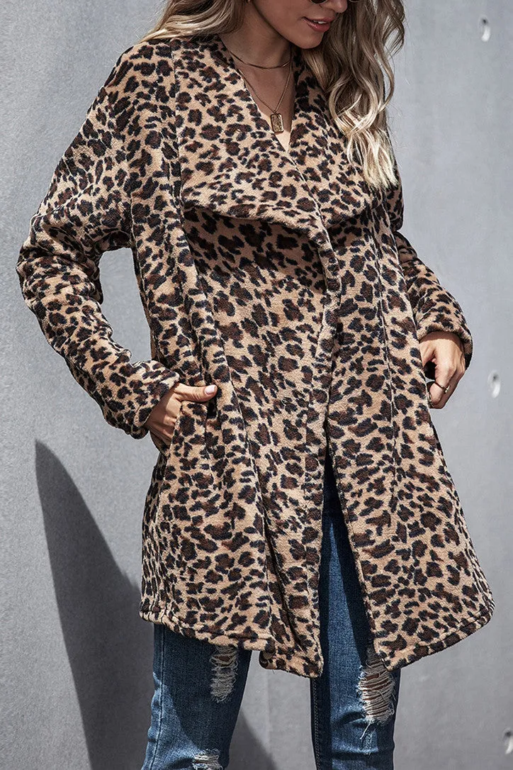 elveswallet Leopard Trench Faux Fur coat