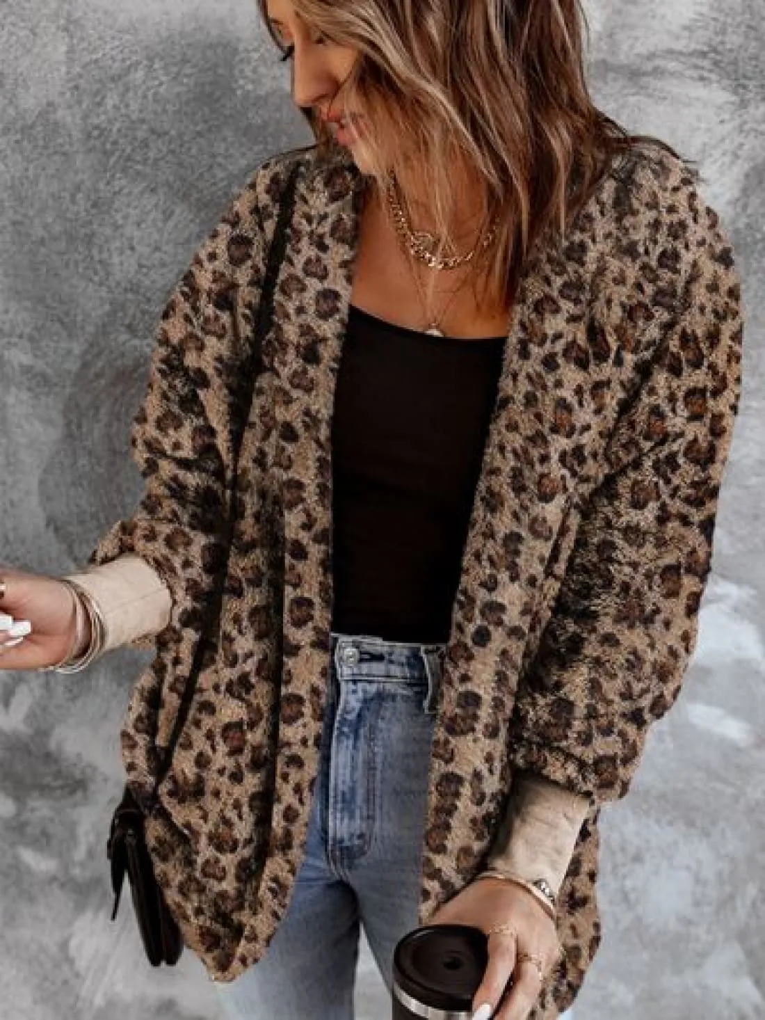 Favorite Fleece Faux Fur Lounge Coat - Leopard