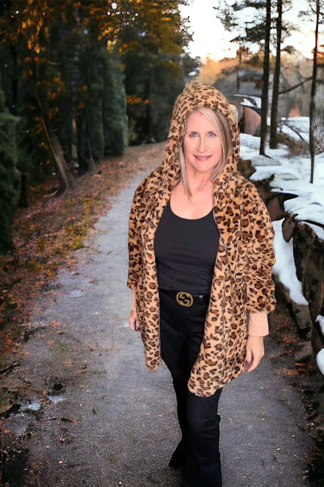 Favorite Fleece Faux Fur Lounge Coat - Leopard