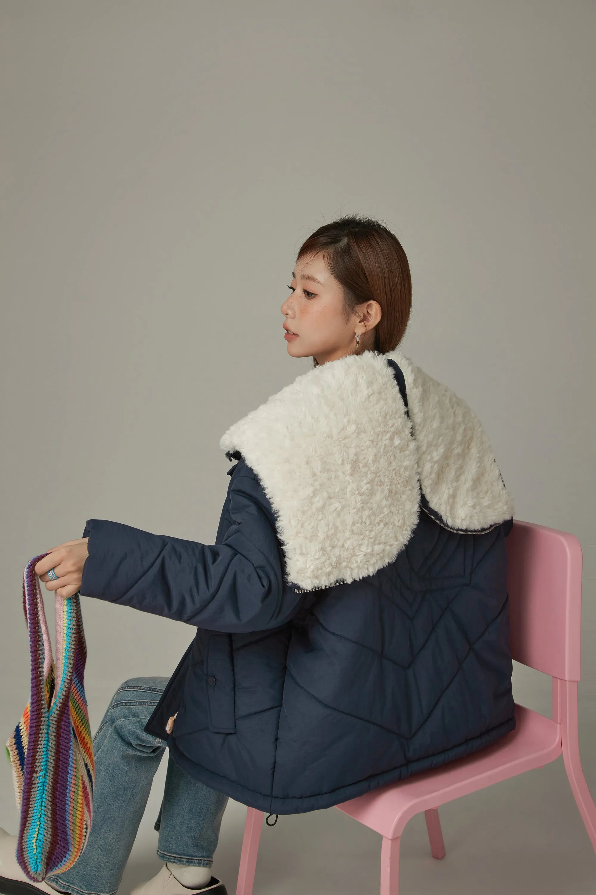 Fleece Collar Quilted Jacket