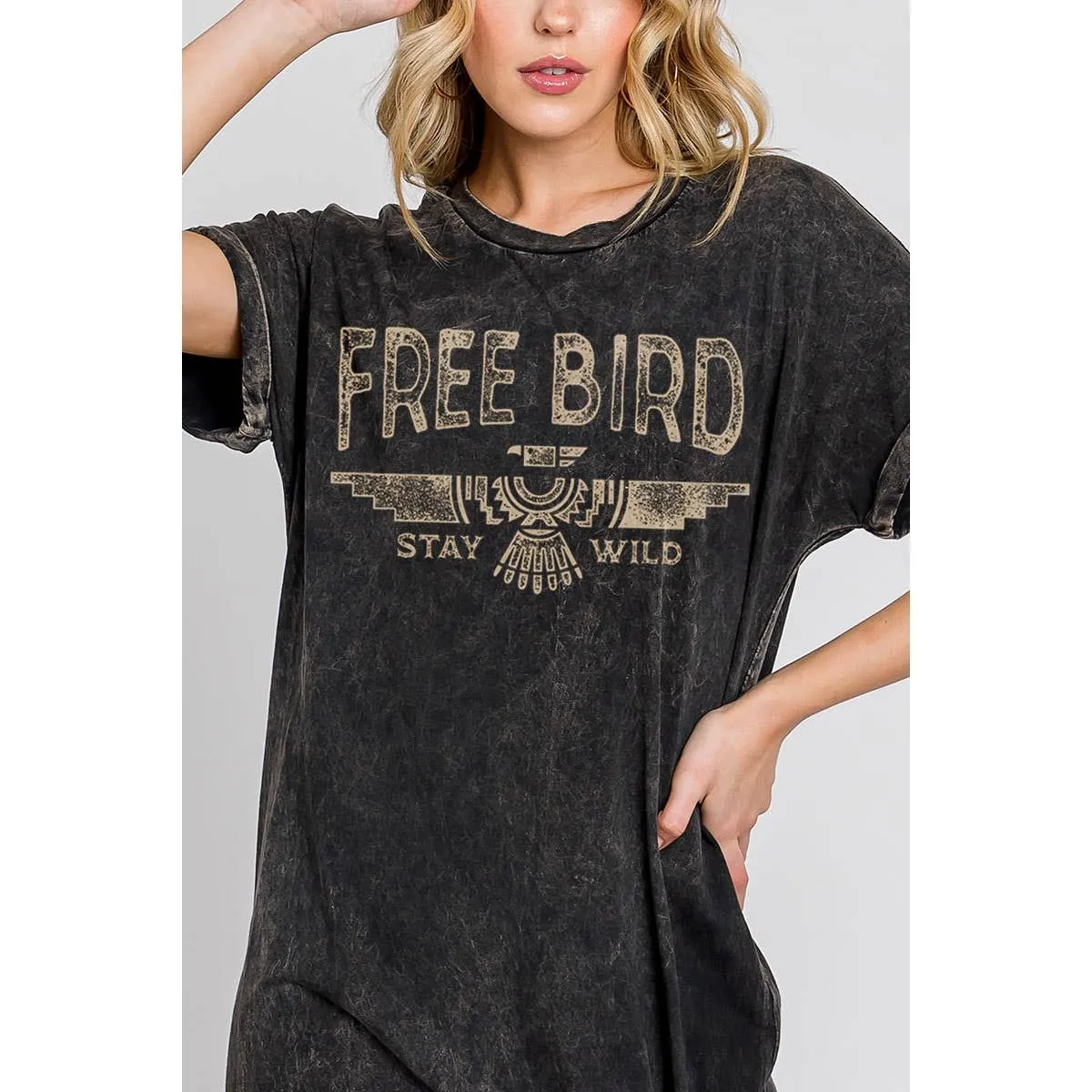 FREE BIRD MINERAL GRAPHIC DRESS: Mineral Black