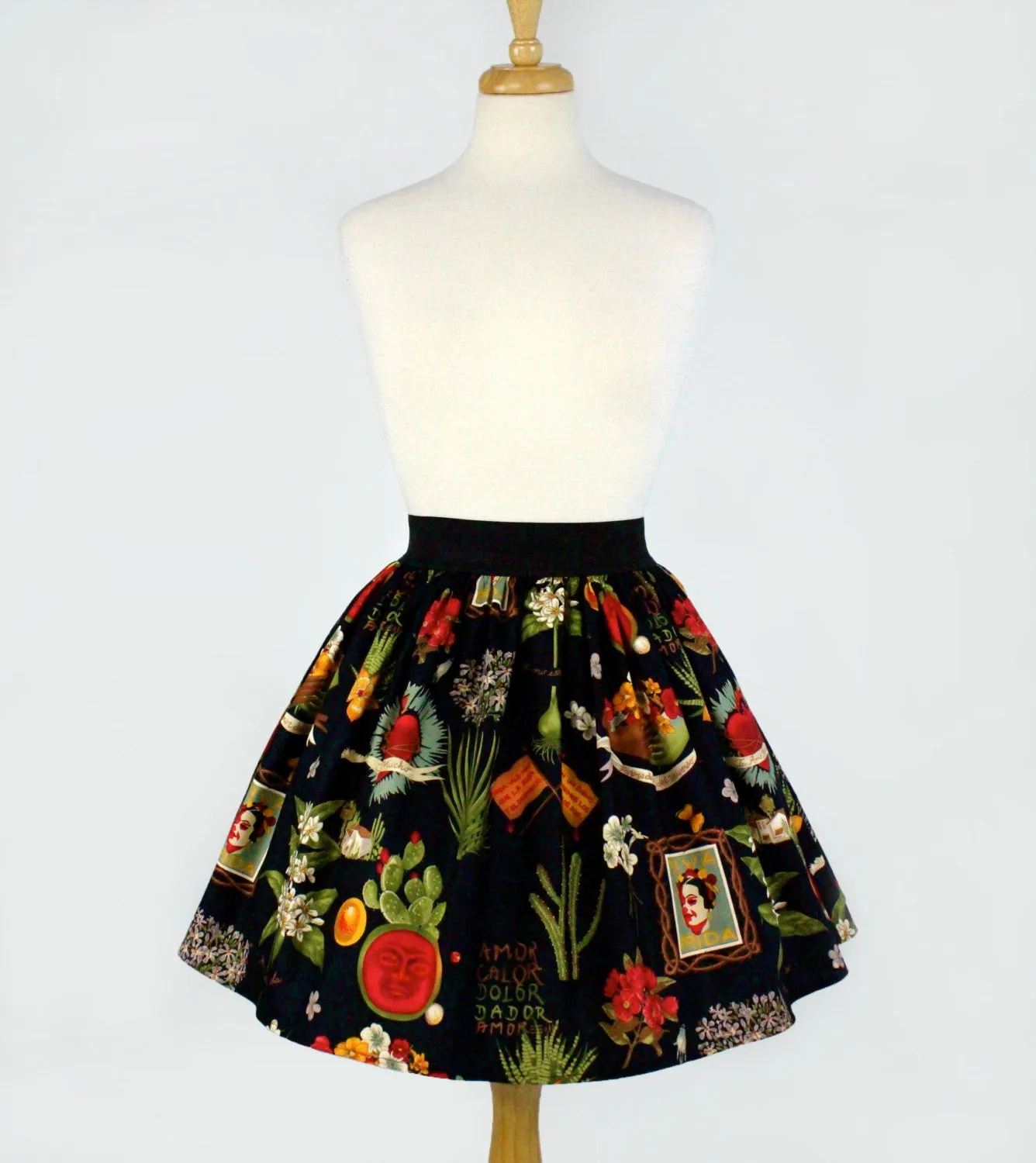 Frida and Cactus Pleated Skirt #PS-C997