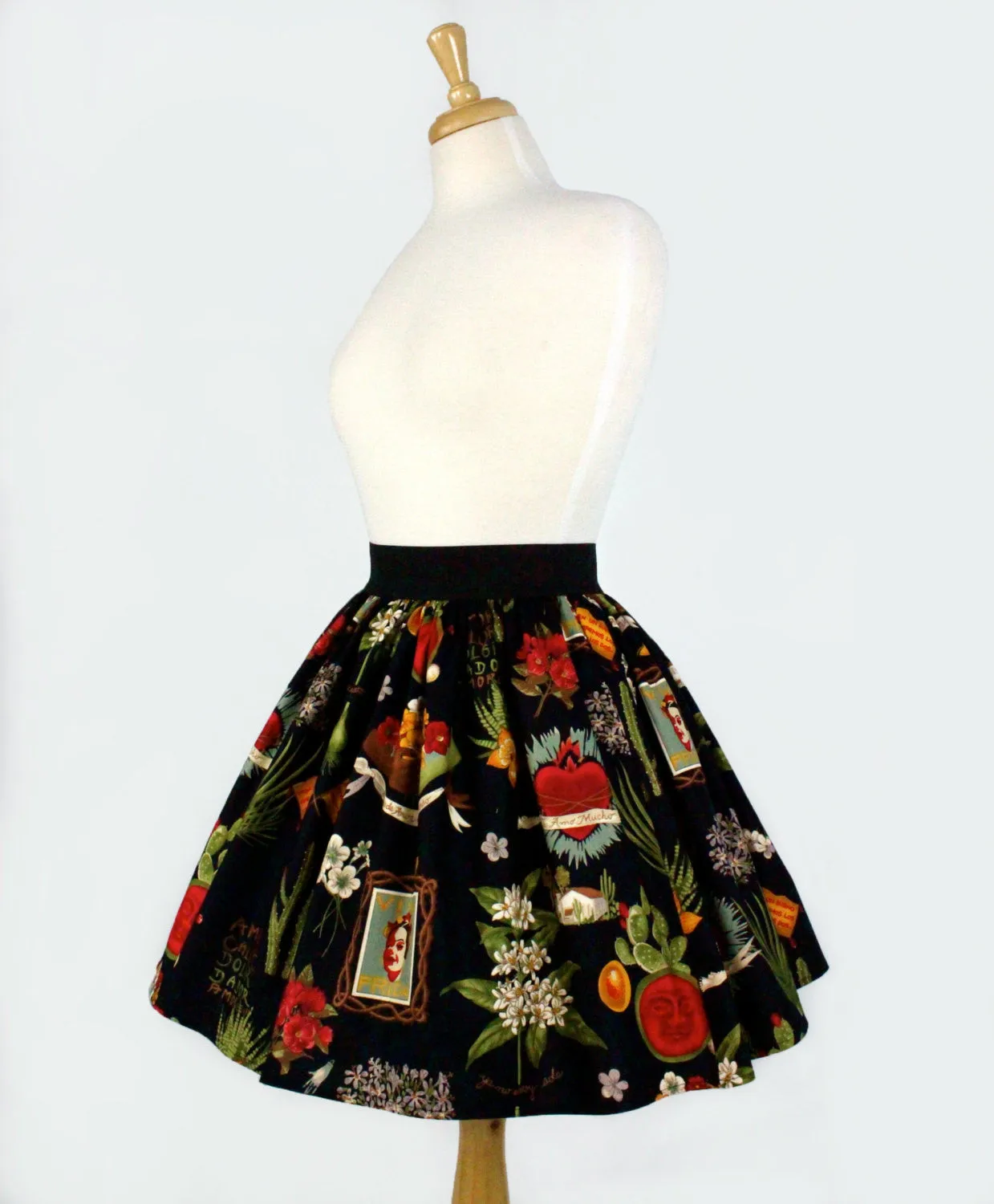 Frida and Cactus Pleated Skirt #PS-C997