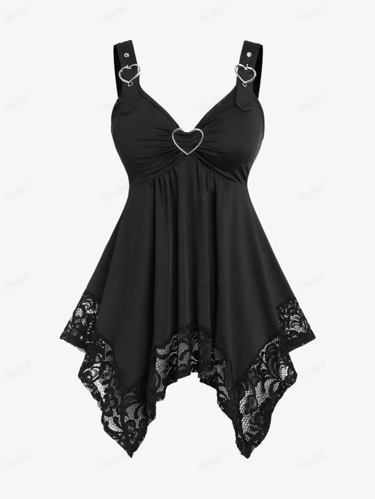 Funki Buys | Shirts | Women's Gothic Lace Hanky Hem Shirt