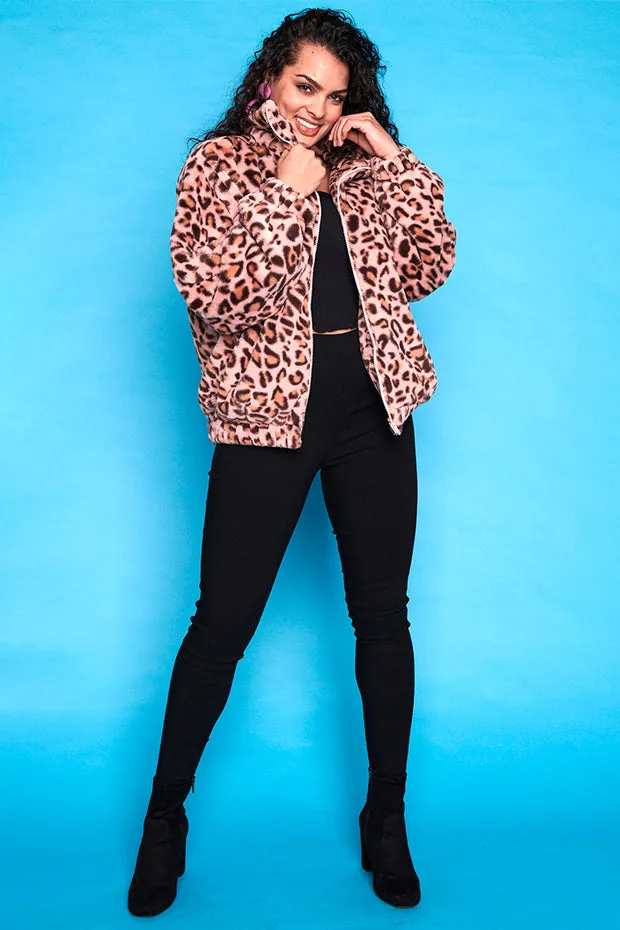 Fur Baby Pink Leopard Jacket