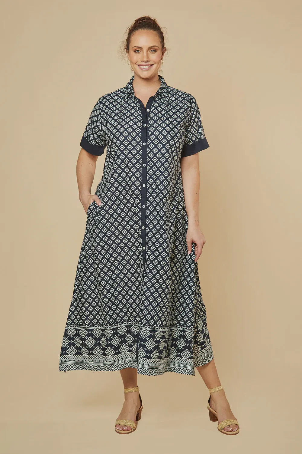 Gracie Shirt Dress in Navy Iris