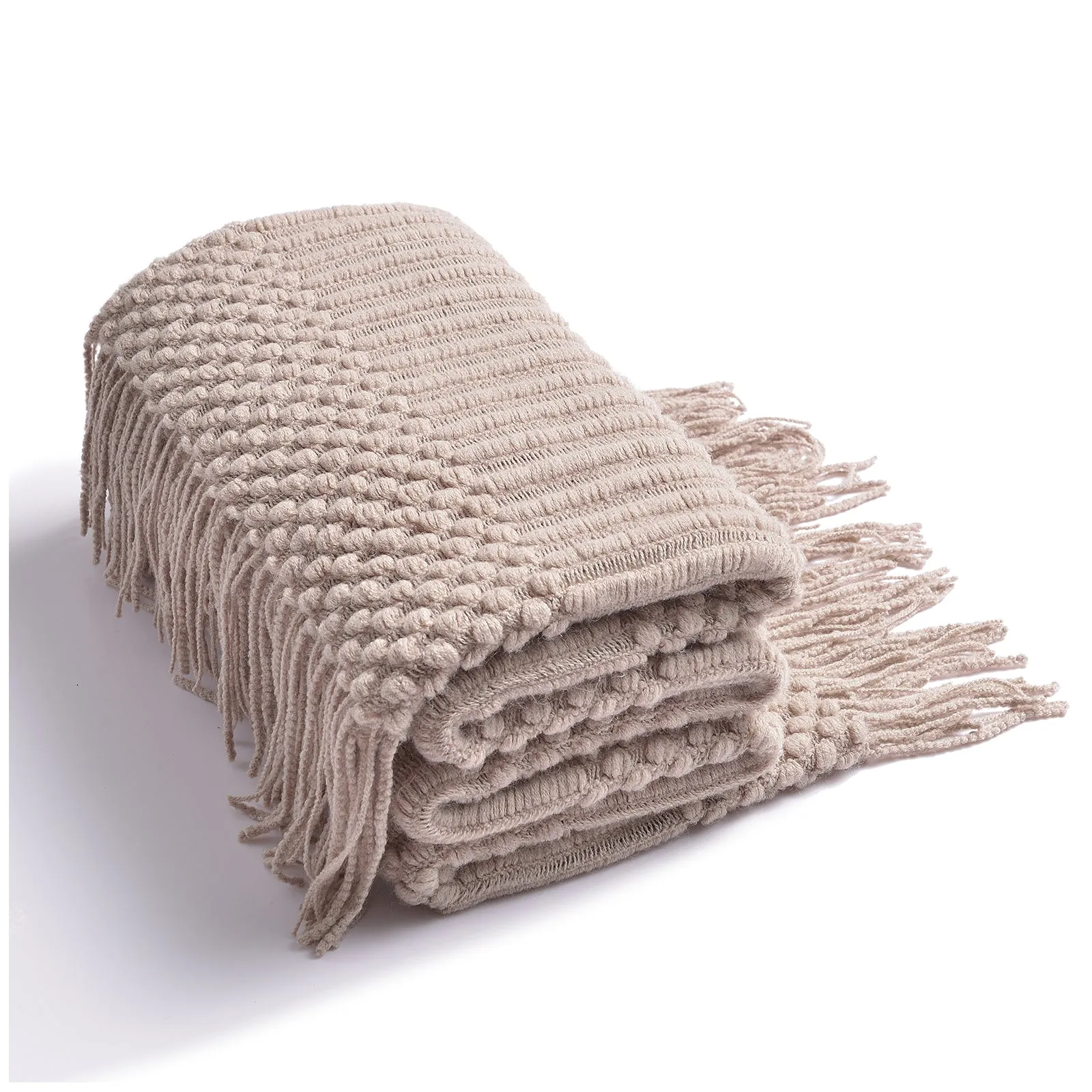 Knitted Lightweight Tassels Throw