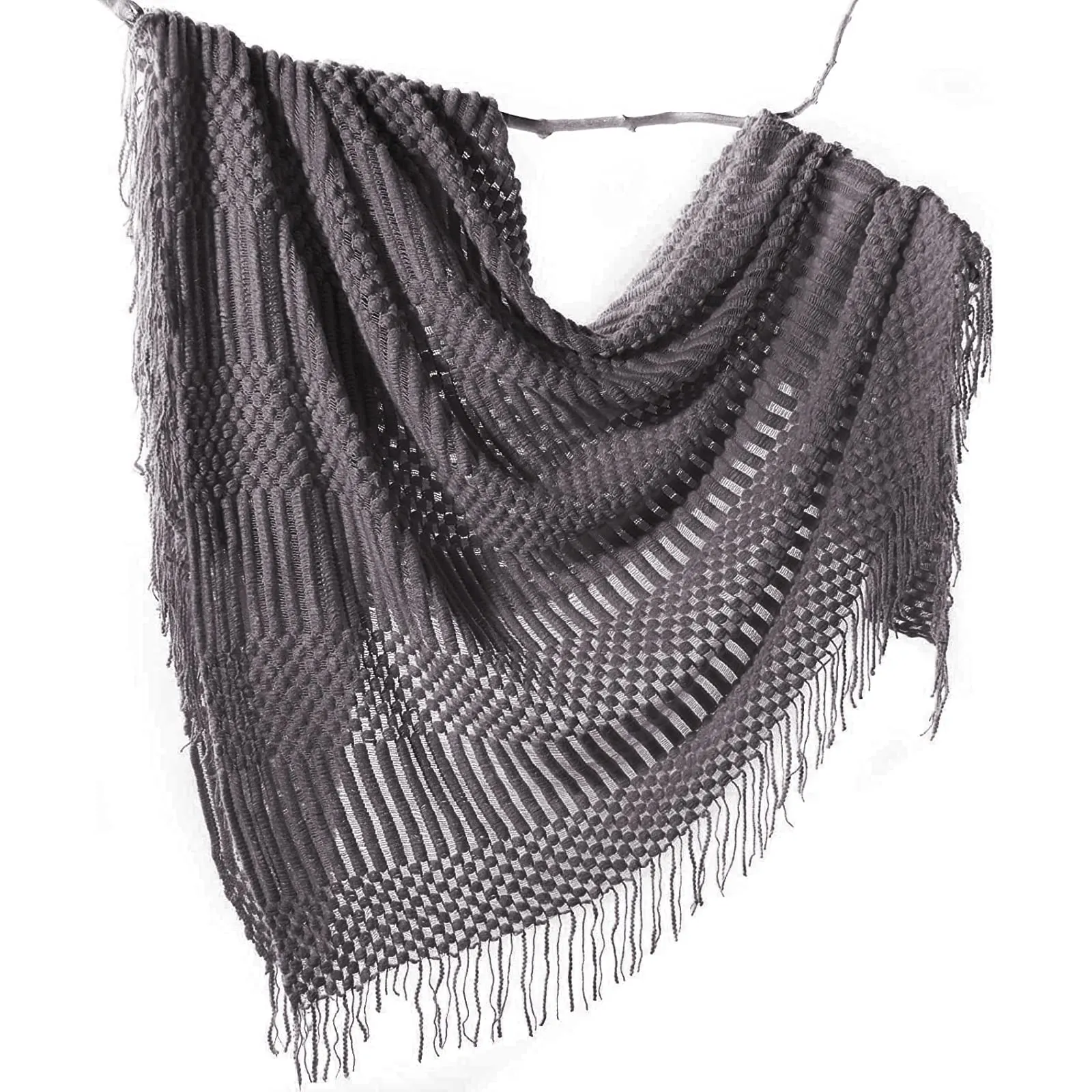 Knitted Lightweight Tassels Throw