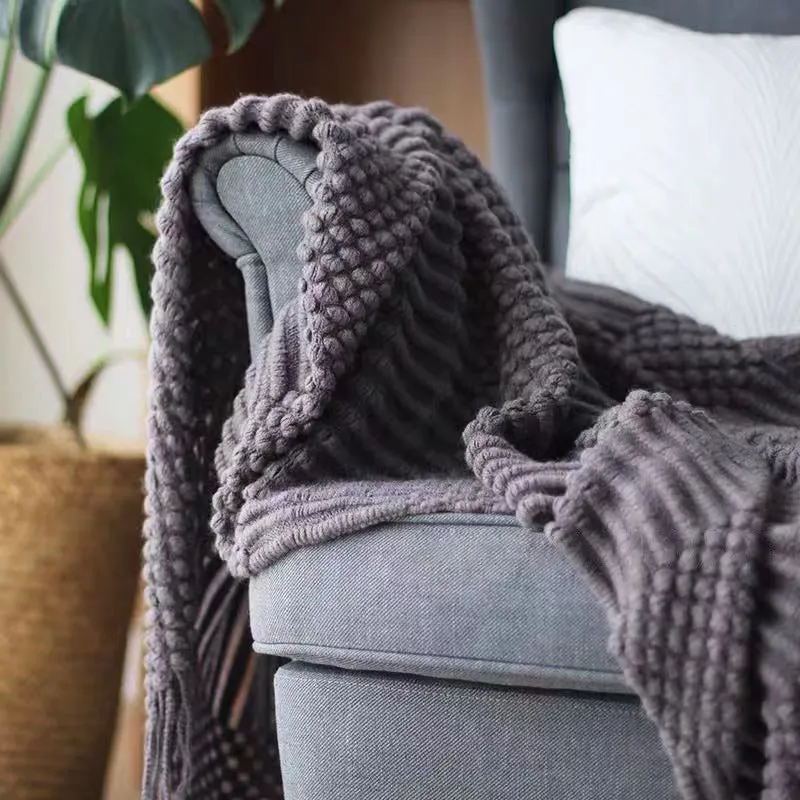 Knitted Lightweight Tassels Throw