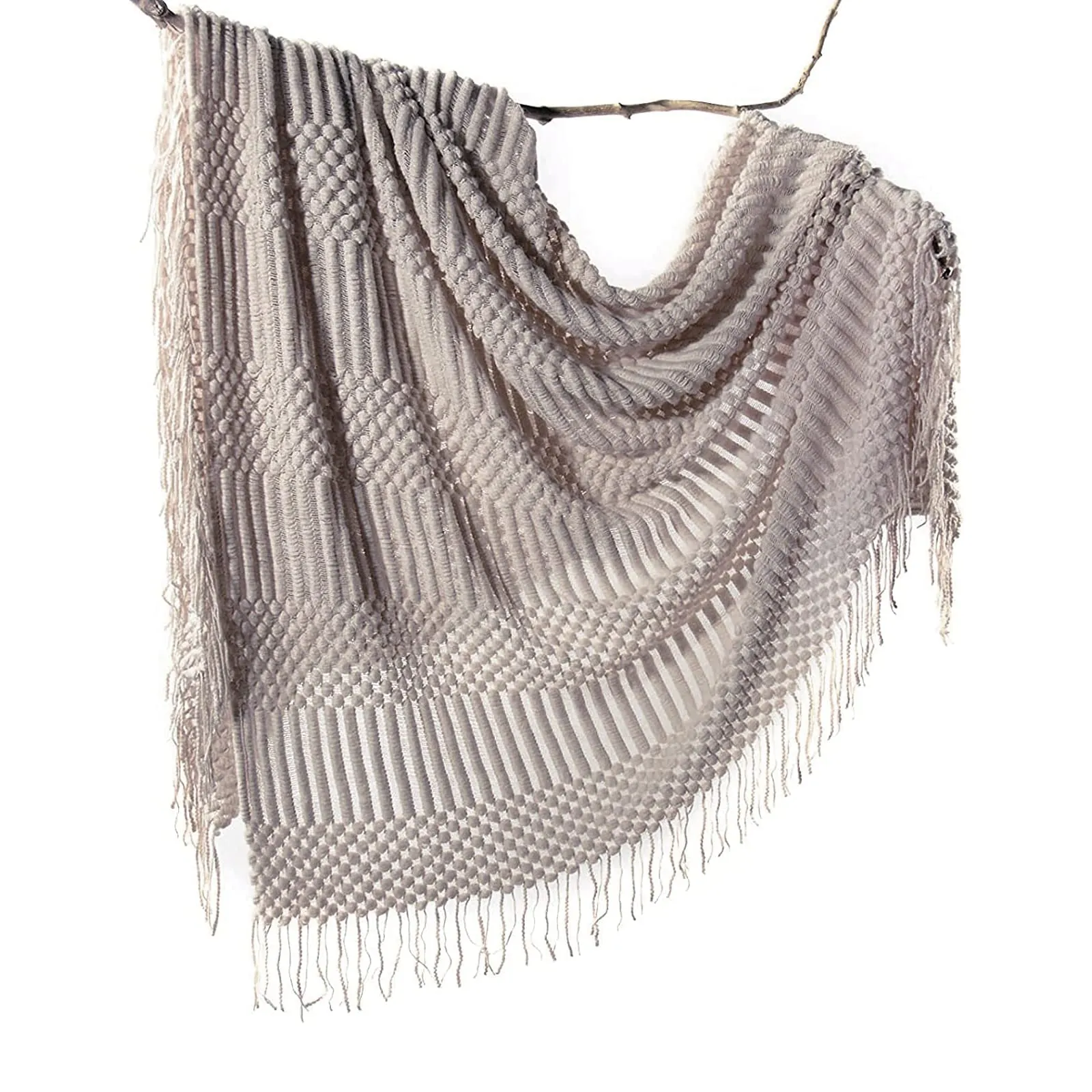 Knitted Lightweight Tassels Throw