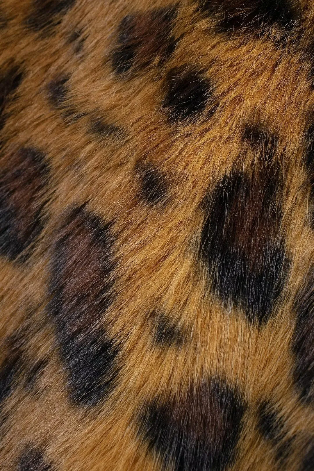 Leopard Print Long Sleeve Faux Fur Coat