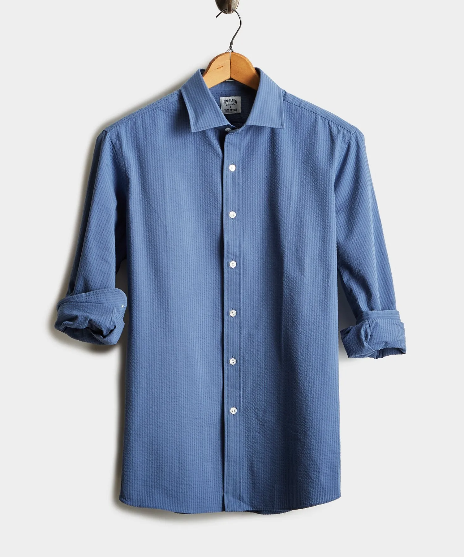 Made in the USA Hamilton   Todd Snyder Blue Puckered Shirt