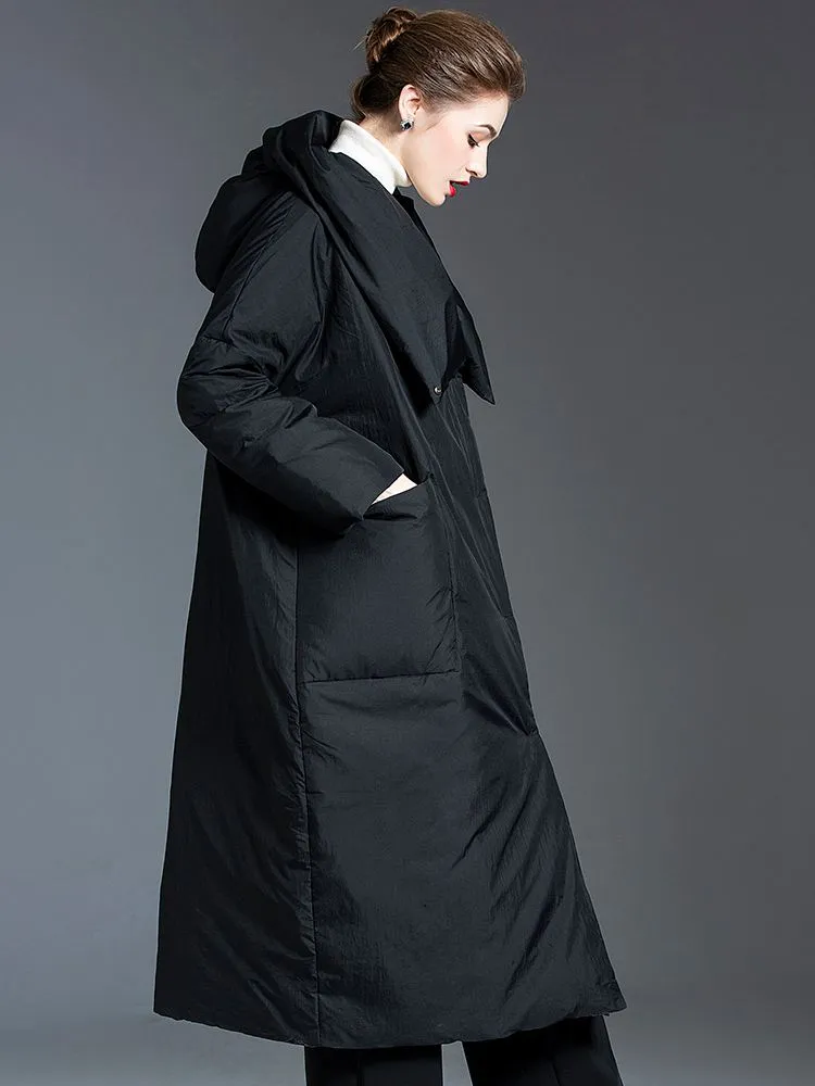 Matt Big Hooded Collar Loose Down Puffer Coat