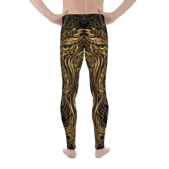 Men's Art Deco Steam Punk Owl Design Leggings