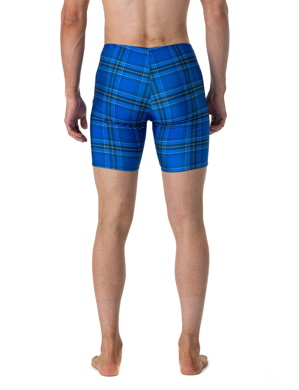 MENS BIKE SHORTS - BLUE PLAID