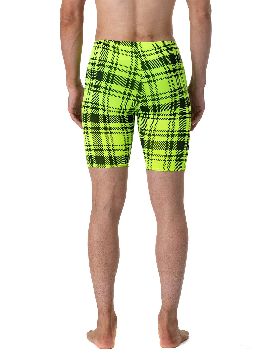 MENS BIKE SHORTS - YELLOW & BLACK PLAID