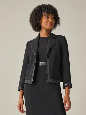 Petite Sequin Trim Jacket, Iconic Stretch Crepe