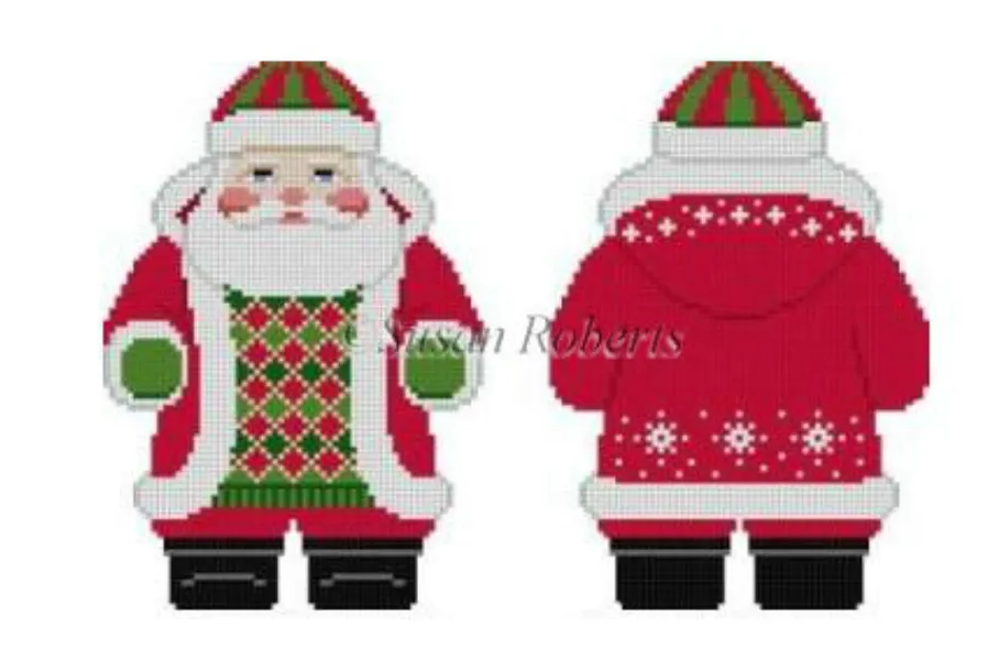 Santa with Snowflake Red Jacket Two Sided Canvas