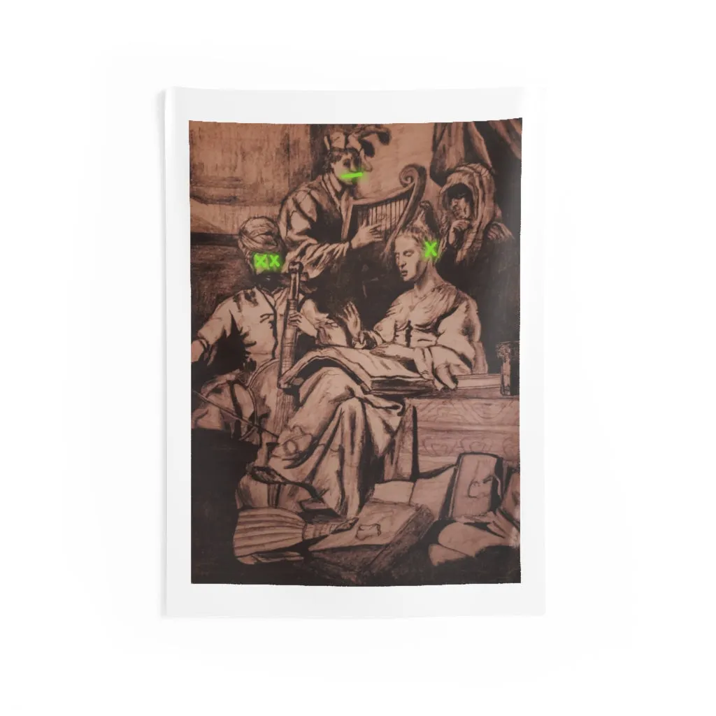 See, Speak, Hear no Evil Rembrandt colored pencil design Tapestry