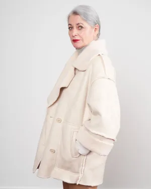 suede short coat - off white