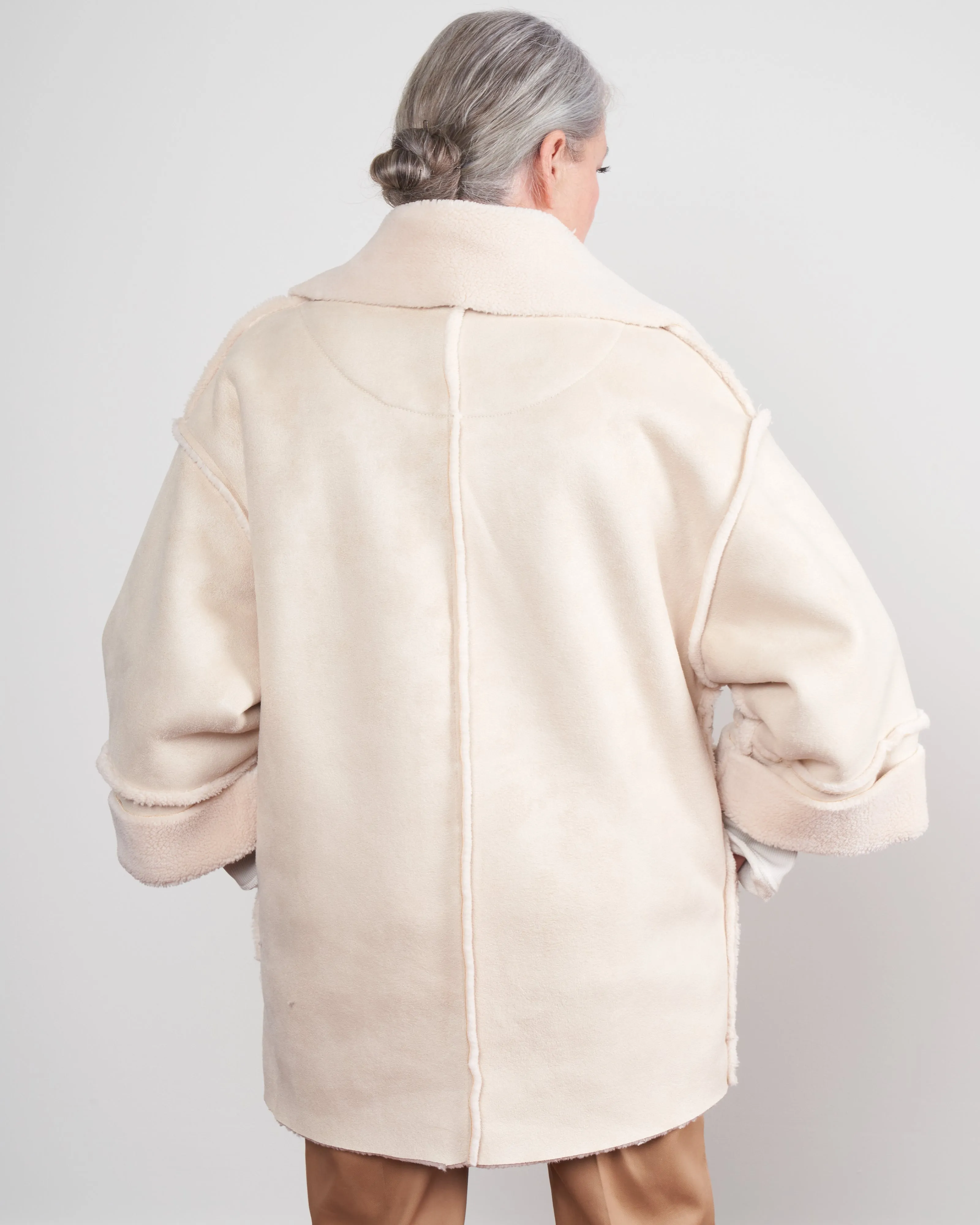 suede short coat - off white