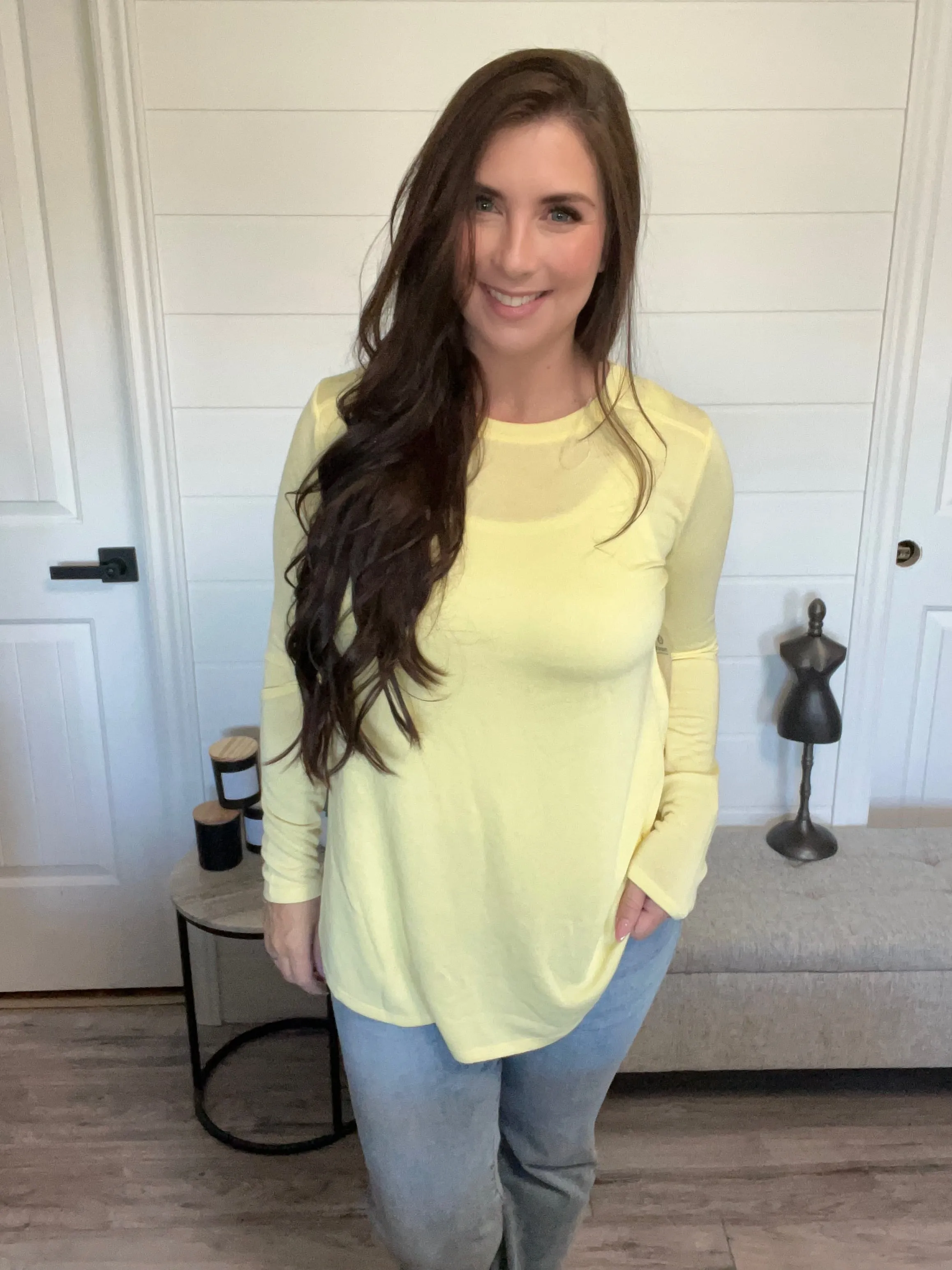 The Lainey Long Sleeve Top - Lemon