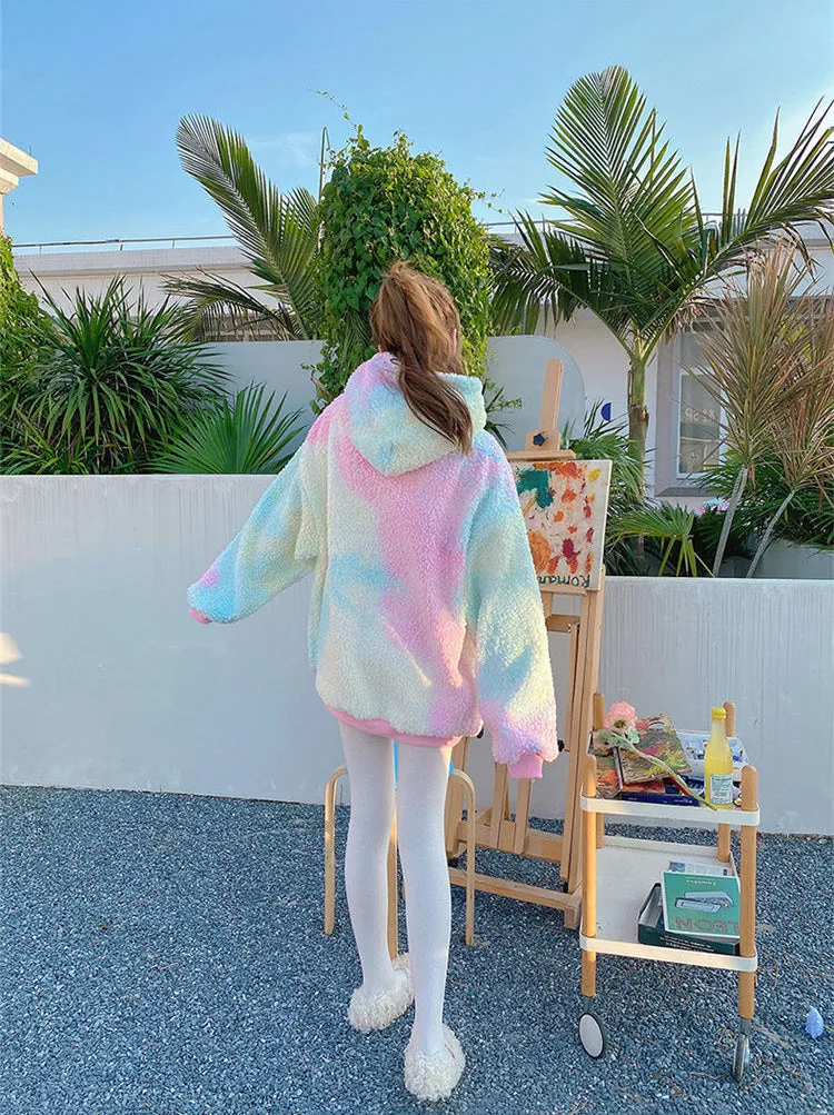 Tie Dye Oversize Fluffy Jacket