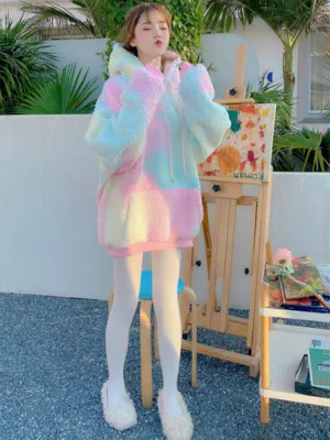 Tie Dye Oversize Fluffy Jacket