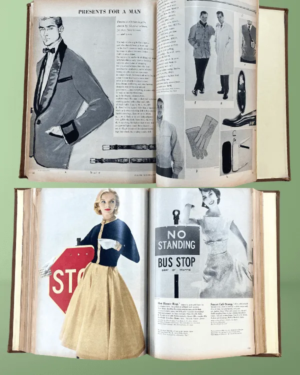 Vintage 1955 GLAMOUR Magazine Hardcover Book | August-December