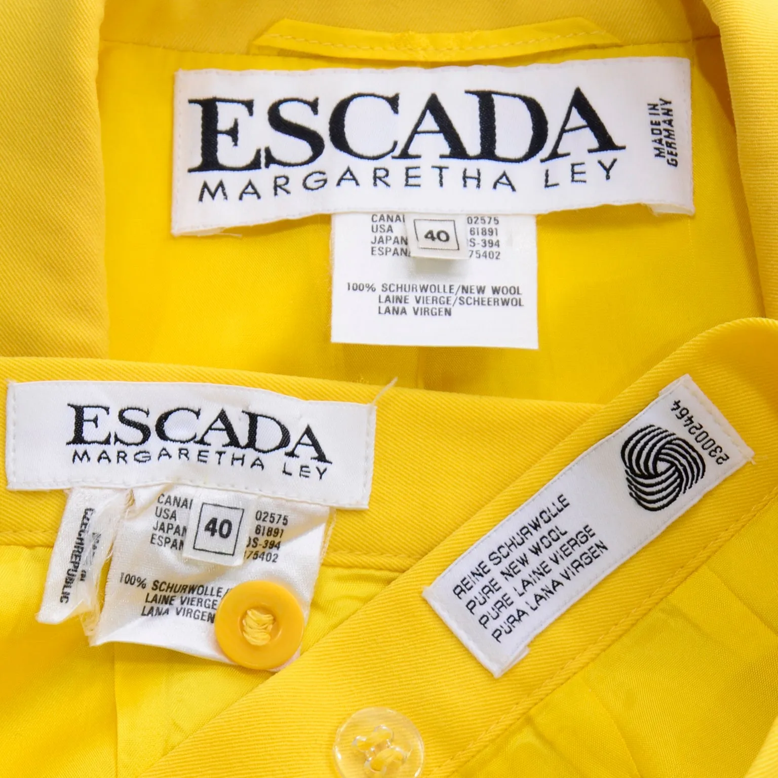 Vintage Escada Bright Yellow Skirt & Jacket Suit