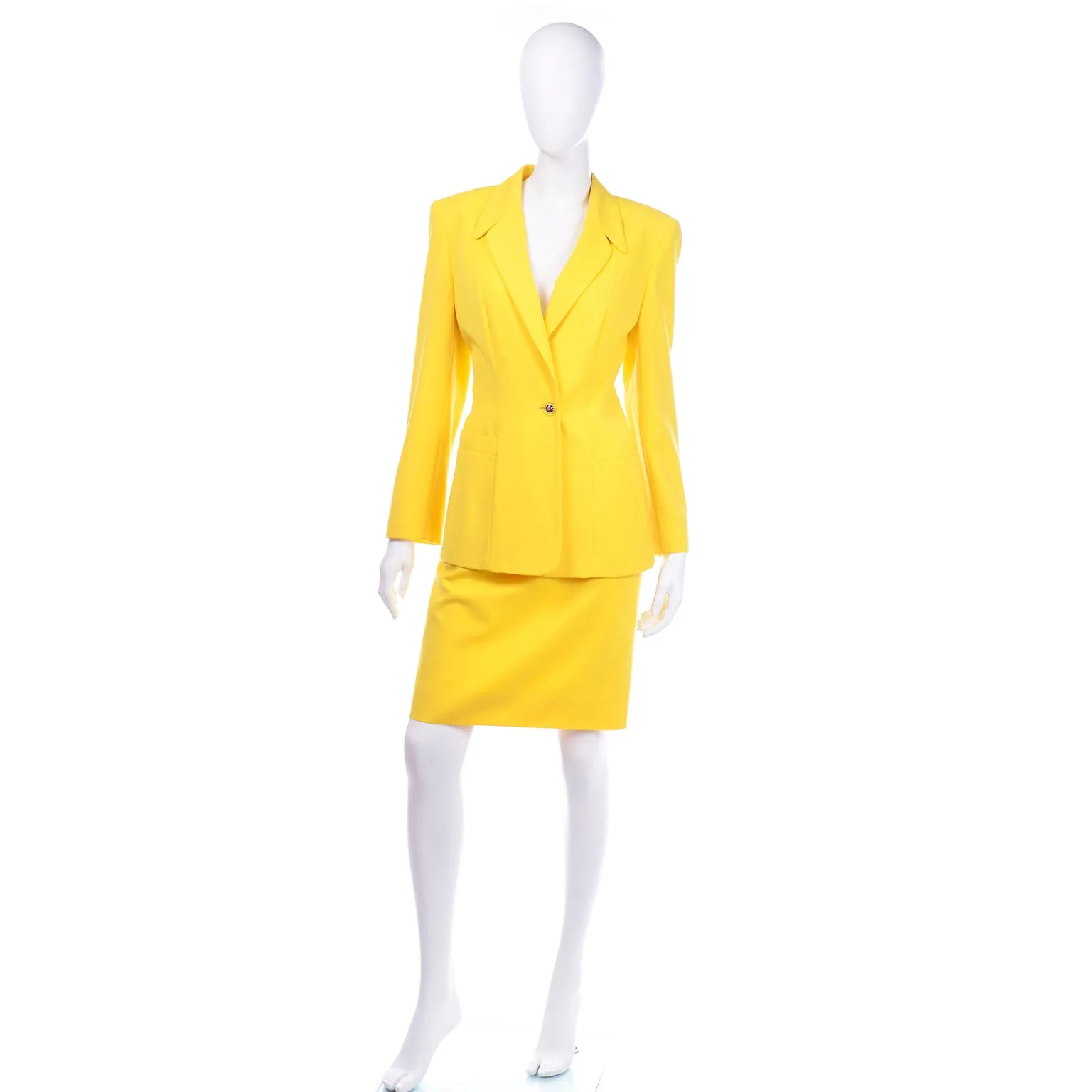 Vintage Escada Bright Yellow Skirt & Jacket Suit